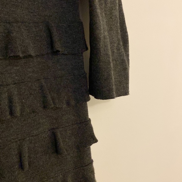 J. Crew Charcoal Gray Tiered Ruffle Pima Cotton & Wool Sweater Dress - Picture 4 of 6